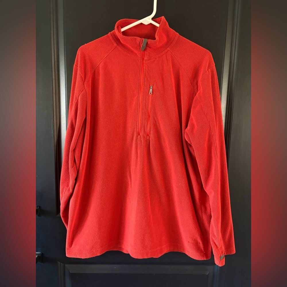 Rohan Mens L Quarter Zip Pull Over Micro Grid Hiking Top Orange Black Grid